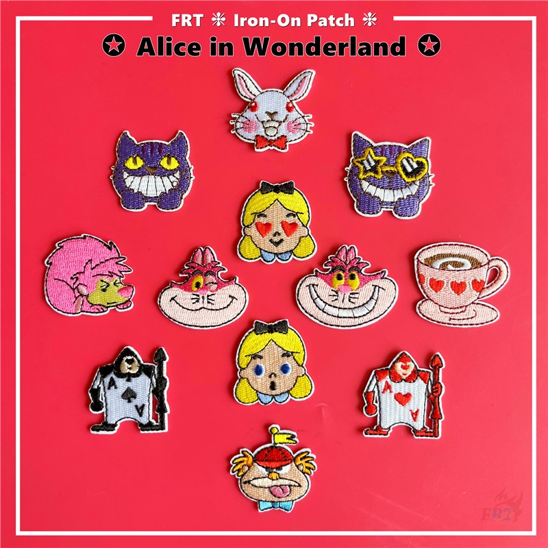 ☸ แผ่นแพทช์รีด ลายการ์ตูน Alice In Wonderland ☸ แผ่นแพทช์ รูปแมวเชสเชียร์ DIY สําหรับเย็บตกแต่งเสื้อผ้า 1 ชิ้น