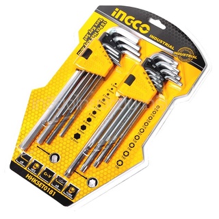 INGCO ชุดประแจแอล หกเหลี่ยม/หัวจีบ (Torx) 18 ชิ้น ยาวพิเศษ รุ่น HHKSET0181 ผลิตจากวัสดุ CR-V