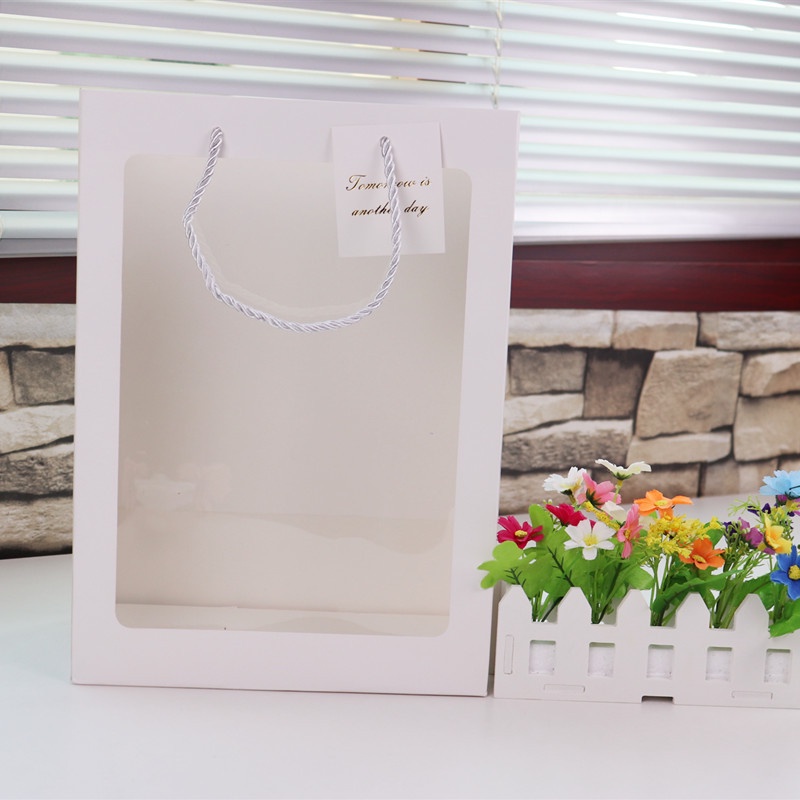 ถุงของขวัญ สีขาว มีหน้าต่าง สามารถใส่ตุ๊กตาได้ อุปกรณ์เสริมของขวัญวันเกิด