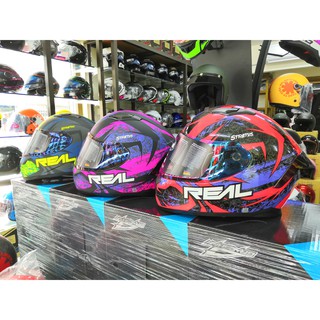 หมวกกันน็อคReal Helmets Raptor ลาย Stratos ดำ-แดง พร้อมสปอยเลอร์สุดเท่