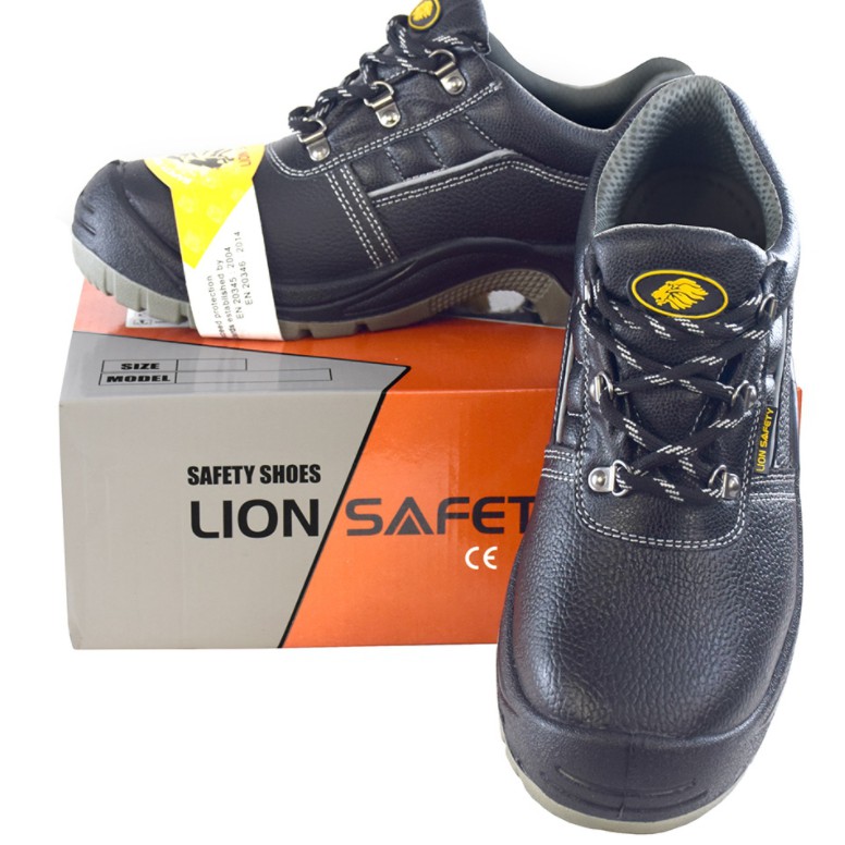 LION RUN รองเท้าเซฟตี้ หนังแท้อัดลาย พื้นพียู แถบสะท้อน น้ำหนักเบา 36-45