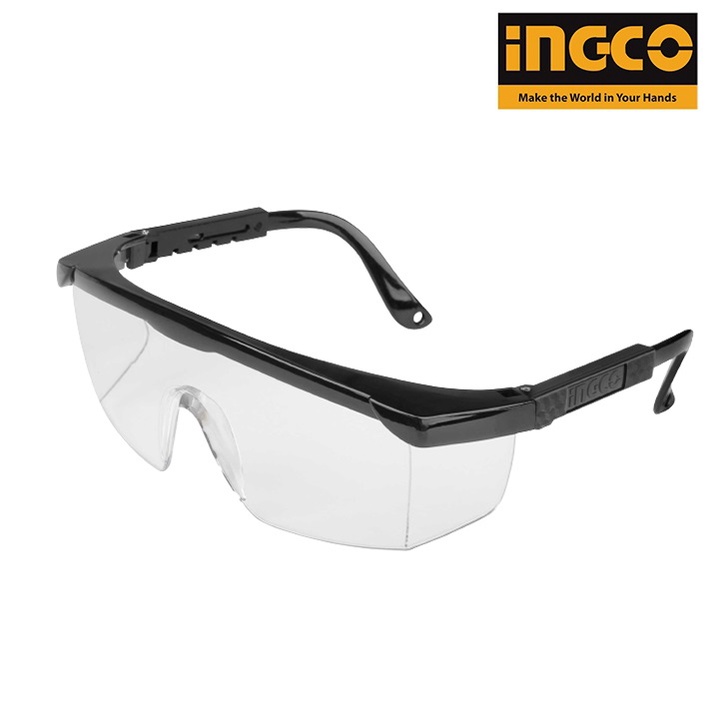 แว่นตานิรภัย แว่นตาเซฟตี้ เลนส์ใส ขาปรับเลื่อนความยาว รุ่น HSG04 INGCO