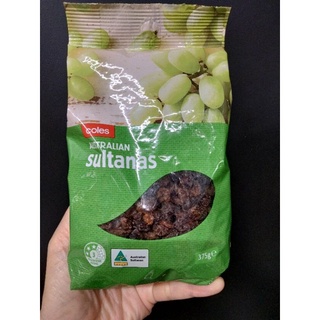 Coles Aus Sultanas องุ่นอบแห้ง โคลส์  375 กรัม