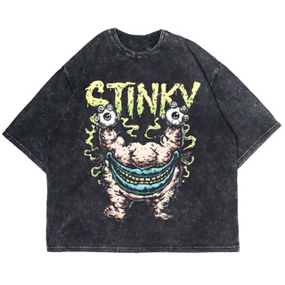 เสื้อยืดพิมพ์ลายแฟชั่นเสื้อยืด ขนาดใหญ่ ลายการ์ตูน STINKY WASHING VINTAGE