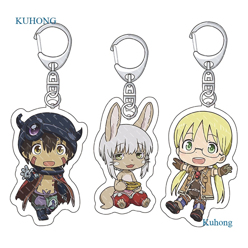 KUHONG อะนิเมะ Made In Abyss Nanachi อะคริลิคพวงกุญแจจี้การ์ตูน Key Chains พวงกุญแจ