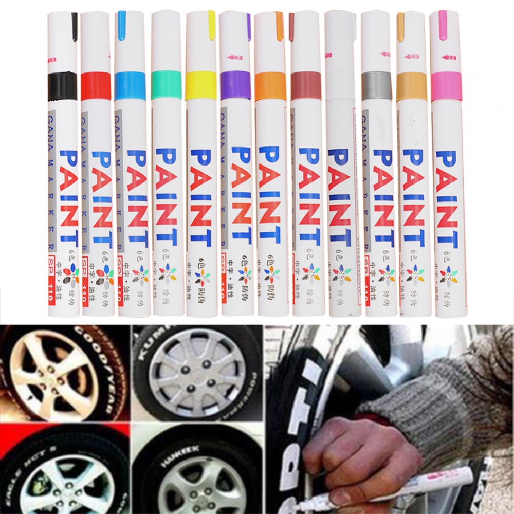รถยาง Marker รถ Tyre ยางยางโลหะกันน้ํา Universal ถาวรสี Marker ปากกาสํานักงานเครื่องเขียนน้ําตาม