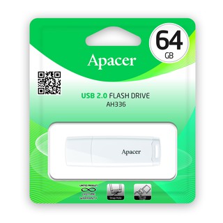 Apacer AH336 USB2.0 แฟลชไดร์ฟ 64GB สีขาว (Apacer AP64GAH336W-1)