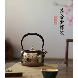 Retro boiling kettle tea set bronzing craft handmade stainless steel kettle classical cloud pine texture