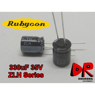 (10 ชิ้น) 330uF 35V capacitor ตัวเก็บประจุ Rubycon ZLH high frequency low resistance long life 8000 hours