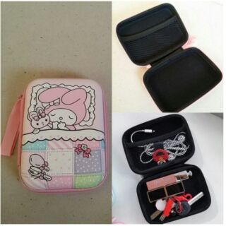 กล่องซิป ใบใหญ่ ใส่ powerbank หูฟัง อุปกรณ์ DIY สำหรับพกพา ลาย mymelody มายเมโลดี้ ขนาด 4x5x1.5 นิ้ว