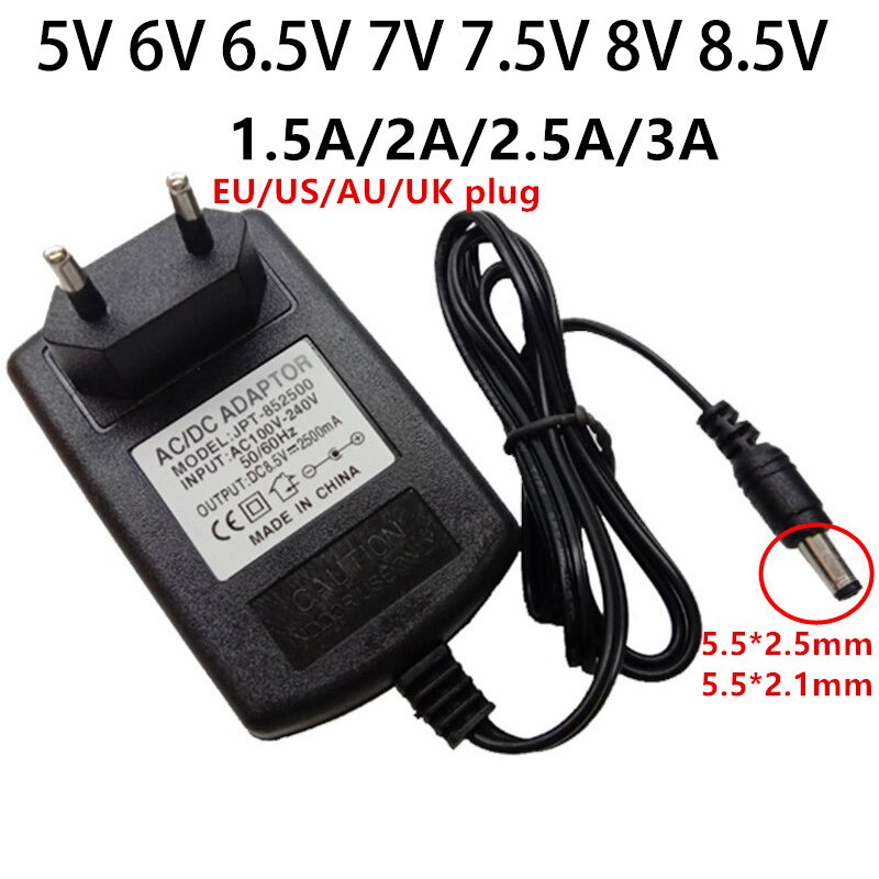 อะแดปเตอร์พาวเวอร์ซัพพาย 5V 6V 6.5V 7V 7.5V 8V 8.5V Universal 110V 220V Ac/Dc 6 6.5 7 7.5 8 8.5 โวลต