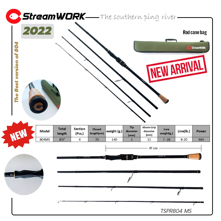 StreamWORK คัน เบ็ด ตกปลา สปินนิ่ง 4 ท่อน ยาว 8 ฟุต The Southern Ping ...