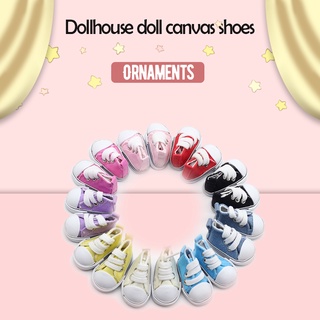 ส่งฟรีเมื่อซื้อครบ 99บาท❤SALE❤5cm Doll Shoes Denim Canvas Toy Shoes1/6 Bjd For Russian Doll Sneackers