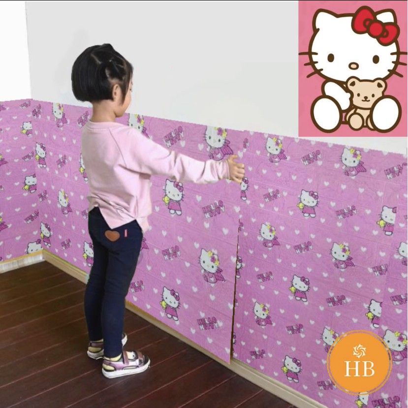 ถูกสุดพร้อมส่ง สติกเกอร์วอลเปเปอร์ วอลเปเปอร์ติดผนัง 3 มิติ ลายโดเรม่อน ลายคิตตี้ ลายการ์ตูน ลายอิฐ 35 ซม * 30 ซม DIY กันน้ำ คุณภาพสูง