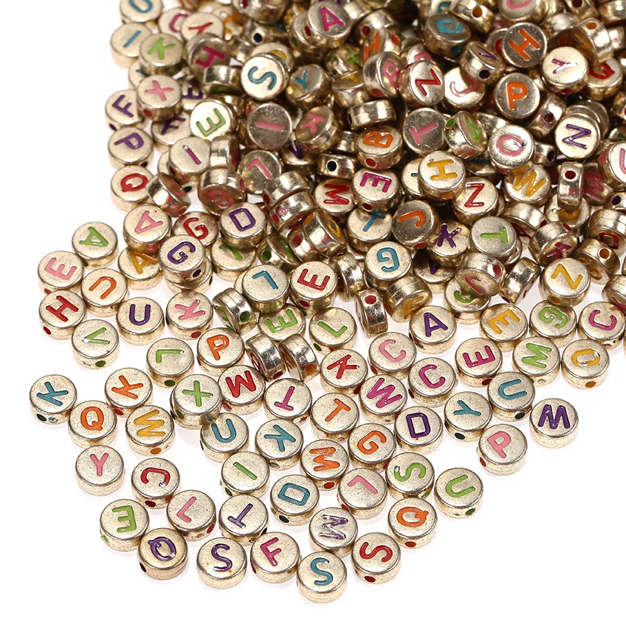 200 ชิ้น 7 มิลลิเมตรอะคริลิคตัวอักษร/จดหมายรอบลูกปัดสําหรับเครื่องประดับทํา ทําเอง