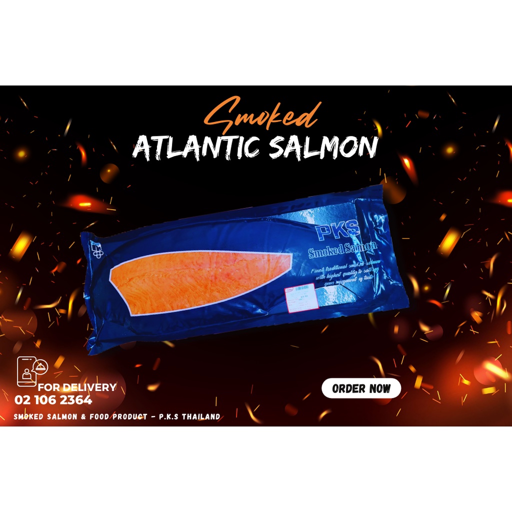 ( ส่งฟรี )500G/PACK แซลมอนรมควัน แบบสไลซ์ Smoked Salmon 500g