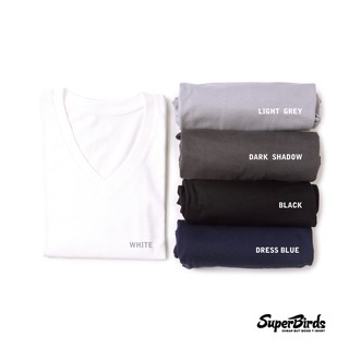 ถูกสุด!!! Superbirds เสื้อยืดสีพื้น คอวี สีเทาเข้ม Dark Shadow 100% Cotton T-Shirt *แท้ไม่มีผสมโปลี* เสื้อคอตตอน แขนสั้น