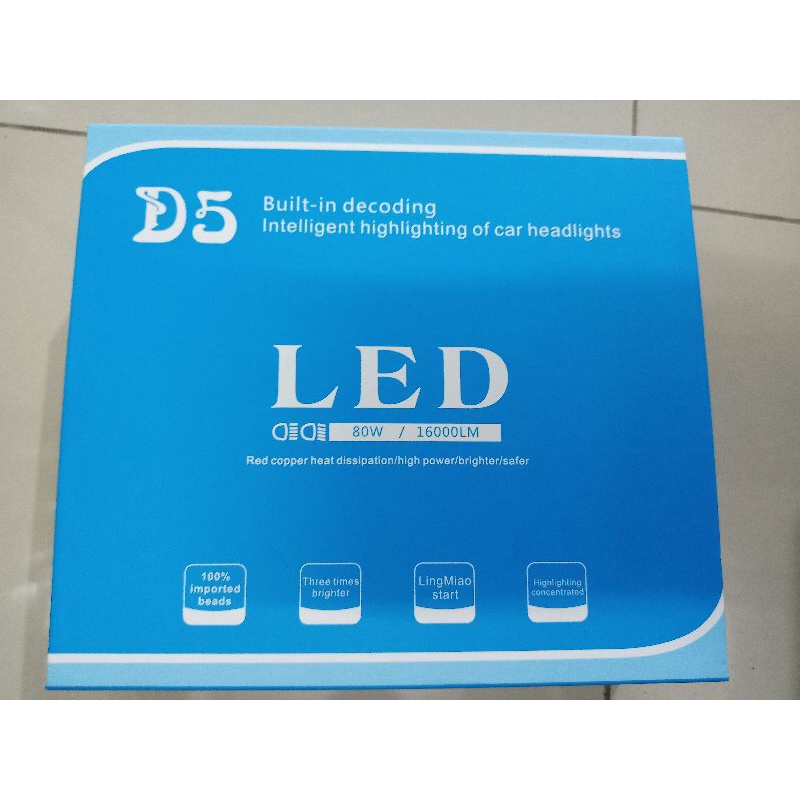 ไฟหน้า D5 แสงสีขาว 80 วัตต์ 16000 รูเมน ขั้วh4 hb4 hรุ่น11 hb3 h7 ใส่ได้กับรถเก๋งกระบะทุกรุ่น