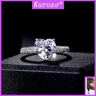 Kuroze Pt950 แหวนเพชรโมอิส แพลตตินัม รูปหัวใจ หรูหรา