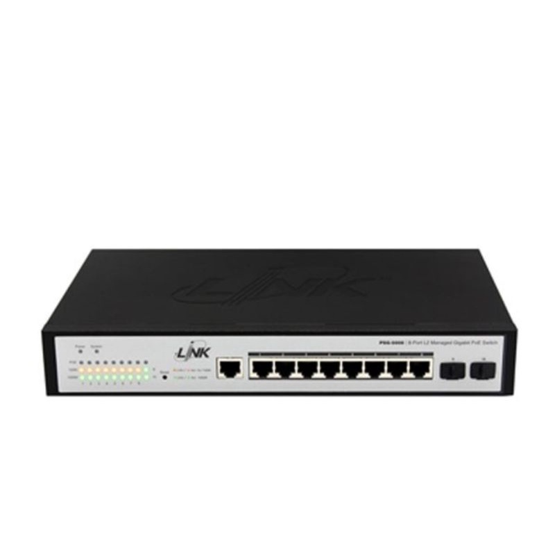 Switch poe L2 Link PSG-5008 Manged Switch L2 PoE 8-Port Gigabit Ethernet (80W), 8 GE (PoE) + 2 SFP (