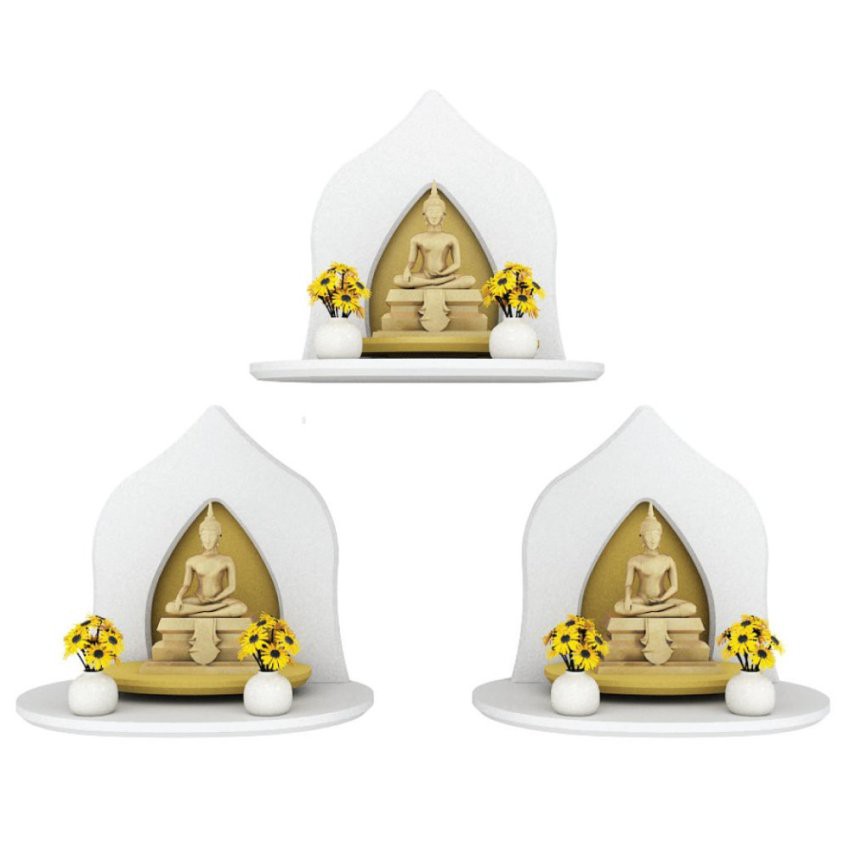 [🔥ลด 150.- โค้ด MON181NQ] Innolife หิ้งพระหมู่ 1 Mini Buddha Shelf รุ่น S3-L-BR7106-W เซต 3ชิ้น (สีข