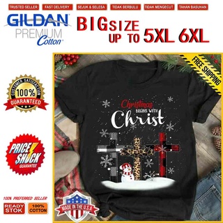HJXHL {XS-6XL} Big Size Jesus Merry Christmas Begins With Christ Best Xmas MenS Short Round Cotton T Shirts