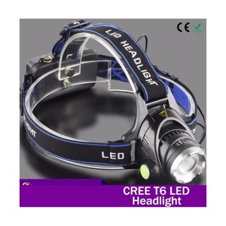 Cree ไฟฉาย LED คาดหัว High Power Zoom Headlamp แบบชาร์จไฟได้ในตัว หลอดไฟ T6