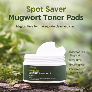 แผ่นโทนเนอร์เช็ดบำรุงผิวหน้า Isntree Spot Saver Mugwort Toner Pads 60แผ่น