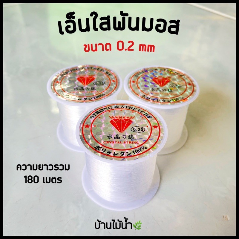 เอ็นพันมอส เอ็นใสพันมอส เอ็นพันหิน เอ็นขอนไม้ เส้น 0.2 mm ความยาว 180 m | บ้านไม้น้ำ🌿