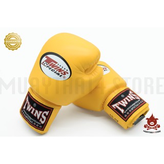 นวมชกมวย TWINS SPECIAL BOXING GLOVES BGVL-3 Yellow นวมต่อยมวย หนังแท้ สีเหลือง