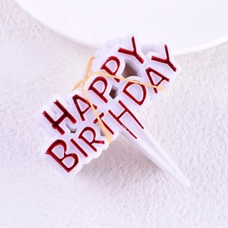 (เเพค 100 อัน) ป้ายปักเค้ก ป้ายปักเค้กพลาสติก ป้าย happy birthday hbd ขนาดเล็ก