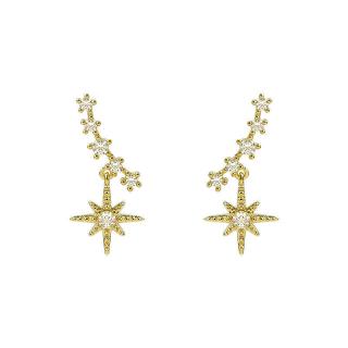 Eeight-pointed Star 925 Silver,Gold Stud Earrings for Women Jewelry A Pair/set