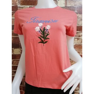 เสื้อ เสื้อยืด เสื้อยืดผู้หญิง ลายดอกไม้