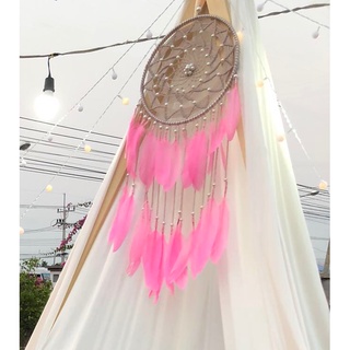 ตาข่ายดักฝัน อันใหญ่ สำหรับตกแต่งแนวโบฮีเมียน ดักฝัน ดรีมแคชเชอร์  dream catcher สีชมพู สวยมาก พร็อบตกแต่ง พร็อบงานแต่ง