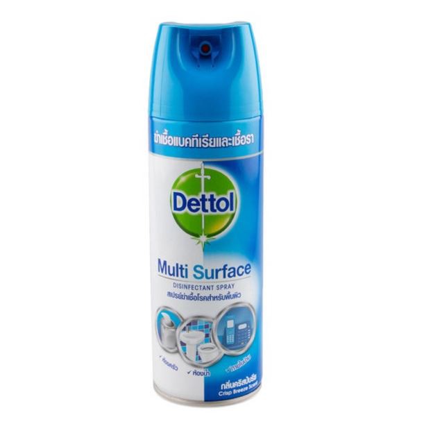 Dettol​ Multi Surface​ DISINFECTANT SPRAY​ สเปรย์ฆ่าเชื้อโรคสำหรับพื้นผิว​ขนาด​ 225​ ml​ กลิ่นคริสป์บรีช
