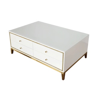 โต๊ะกลางท็อปกระจก CALINA รุ่น FUZ-ATVT-A801TV ขนาด 120 x 70 ซม. สีขาว