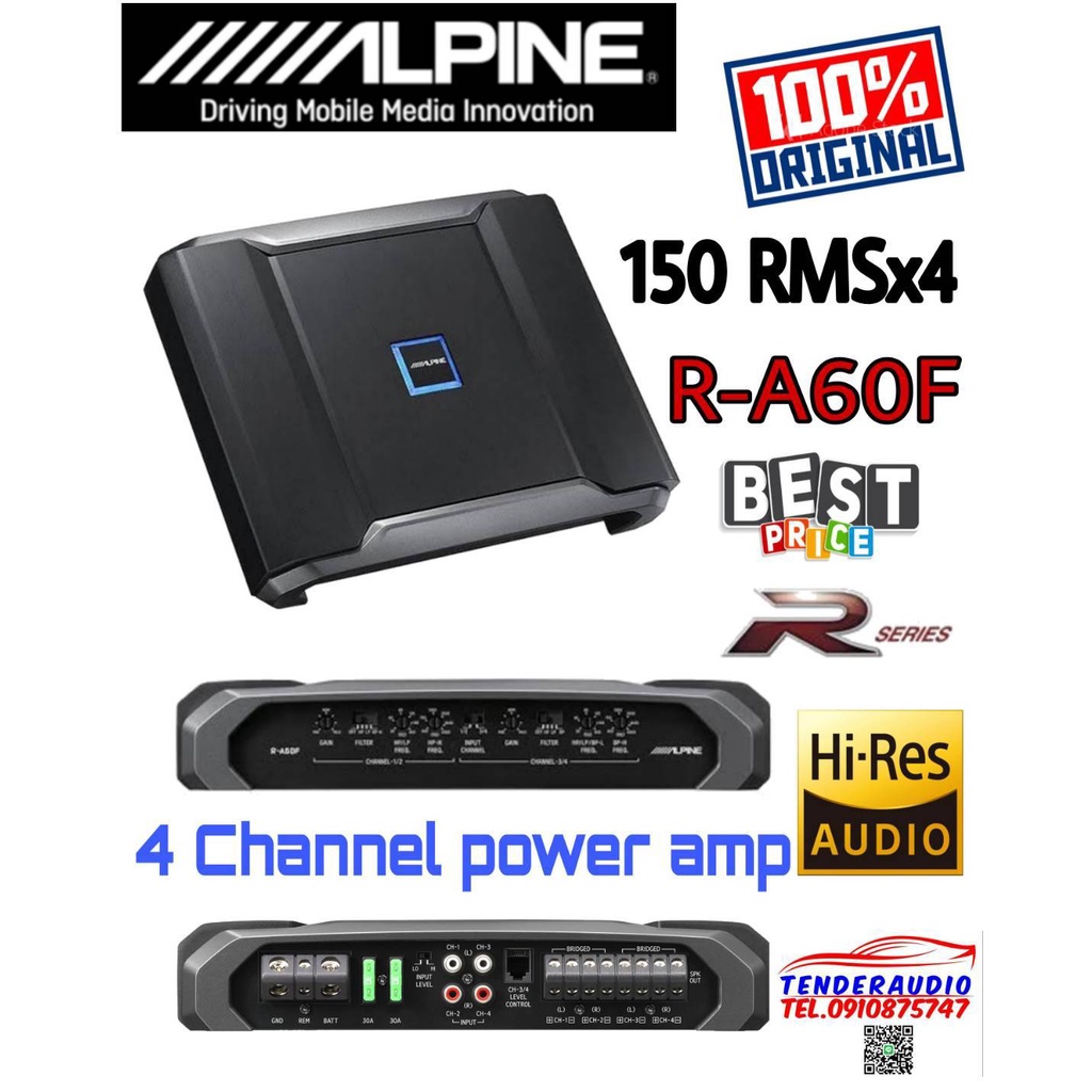 ALPNE R-A60F พาวเวอร์แอมป์รถยนต์ Hi-Res Audio แบบ 4 CH สินค้าคุณภาพยี่ห้อที่คุ้นเคย