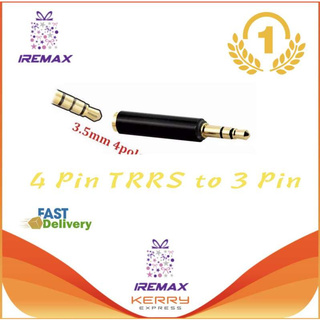 iRemax ไมค์อแดปเตอร์ 3.5mm 4 Pin TRRS to 3 Pin TRS Microphone Adapter แปลงไมค์ ปลั๊กแบบ 3 ขีด ออก 2 ขีด