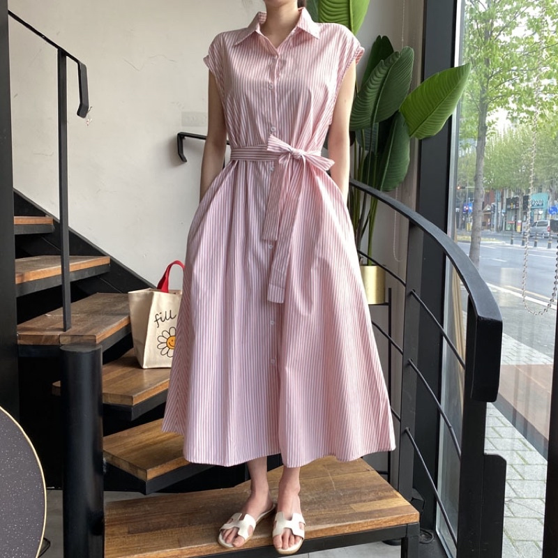 [2942] เดรสแขนกุดลายทาง - รูปที่ 3