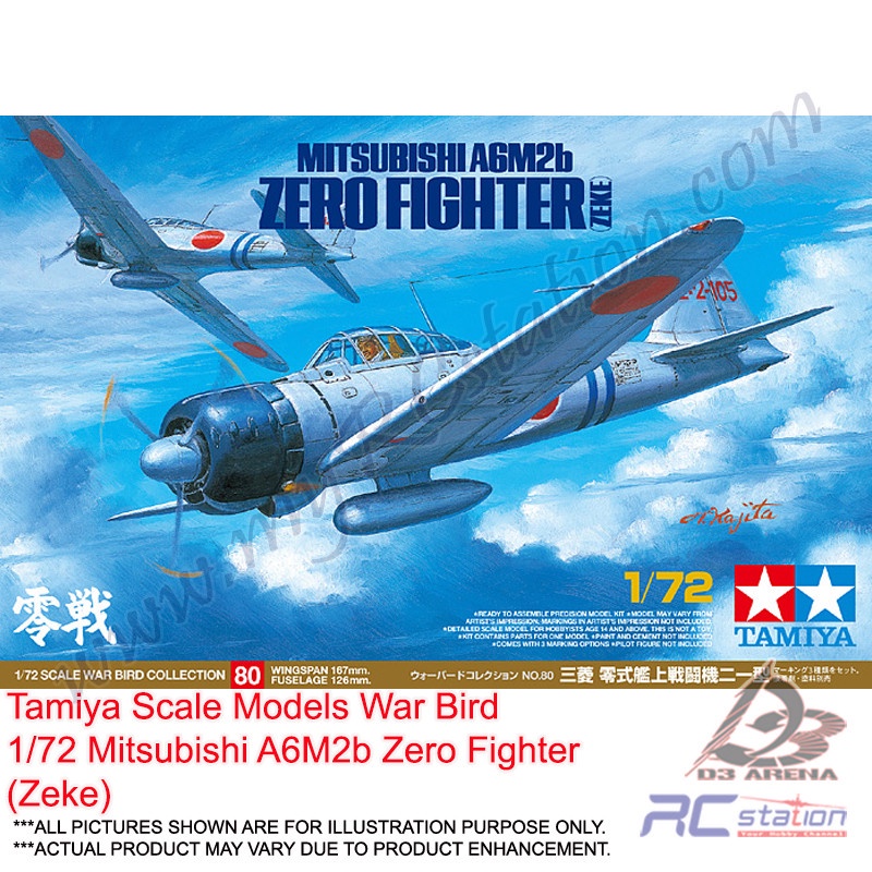 Tamiya Scale Models War Bird 60780 - 1/72 Mitsubishi A6M2b Zero Fighter (Zeke) [60780]