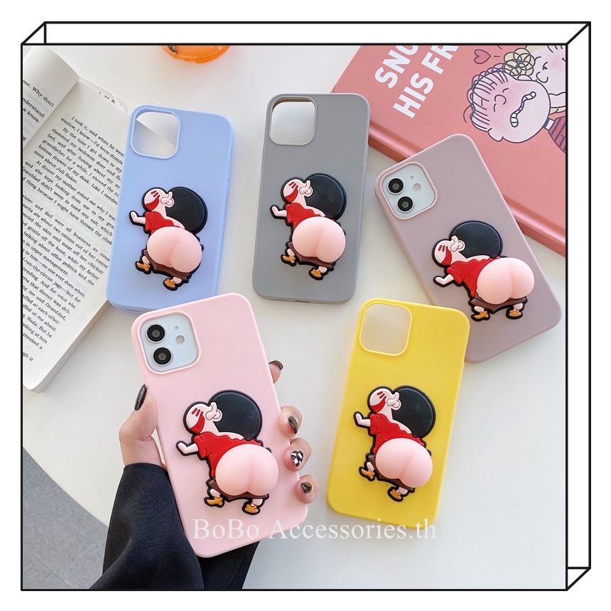 Oppo A57 A59 F1S A93 A77 F3 F5 F7 F9 F11 Pro A83 A1K เคสโทรศัพท์ Crayon Shin-Chan Squishy ตูดบรรเทาความเครียด Soft TPU ฝาครอบกรณี