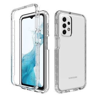 Full Body Double Protective Phone Case For Samsung Galaxy A03S A03 A73 A53 A33 A13 A23 5G A82 A72 A52 A52S A42 A32 A22 A12 M12 A50 A50S A30S A20 A30 A20S A10S A02 M02 Front bumper Soft Silicone Hard Transparent Back Cover