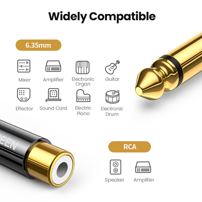 Ugreen อะแดปเตอร์ แปลง Rca เป็น 6.5 มม. Rca ชุบทอง 6.35 มม. 1/4 ทองแดงบริสุทธิ์ 6.5 มม. ตัวผู้ คือ Rca ตัวเมีย คือ แจ็ค Ts Mono ราคา ถูกที่สุด ดีลบีเคเค แกลเลอรีภาพที่ 3