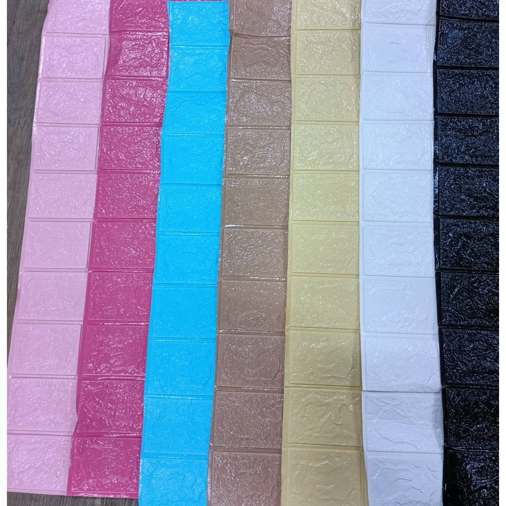 วอลเปเปอร์ติดผนัง สามมิติลายอิฐ (สีพื้น) มีกาวในตัว ขนาด70*77cm Wallpaper