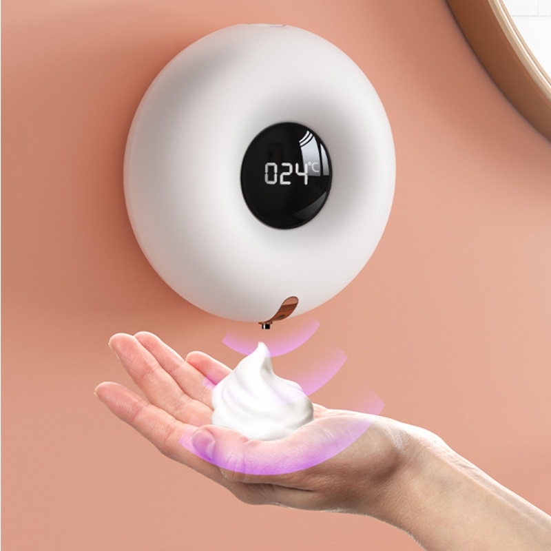 เครื่องจ่ายสบู่อัตโนมัติ 300 มล. ชาร์จ USB เครื่องโฟมอัจฉริยะ หน้าจอสัมผัส LED เซ็นเซอร์สบู่โฟม เจลล้างมือ