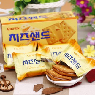 พร้อมส่ง 크라운 치즈샌드 บิสกิตสอดใส้ชีส Crown Cheese Sand Biscuits 60g