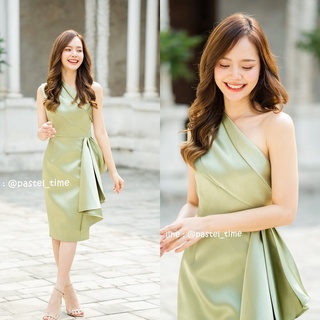 Micha Layered Silk Satin Dress – Mint : เดรสสั้นสีเขียว