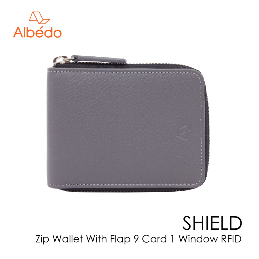 [Albedo] SHIELD ZIP WALLET WITH FLAP 9 CARD 1 WINDOW RFID กระเป๋าสตางค์/กระเป๋าเงิน/กระเป๋าใส่บัตร รุ่น SHIELD -SL00295