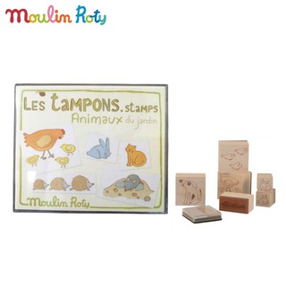 Moulin Roty ชุดตัวปั้มยาง Stamper ลายสัตว์+ถาดหมึก MR-712292