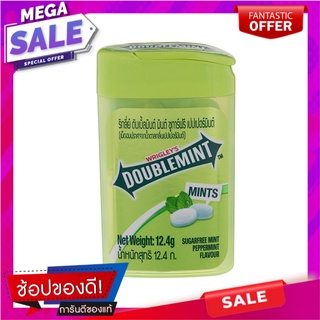 ริกลี่ย์ลูกอมดับเบิ้ลมิ้นต์เปปเปอร์มินท์พลาสติก 12.4กรัม Wrigleys Doublemint Peppermint Plastic Candy 12.4g.